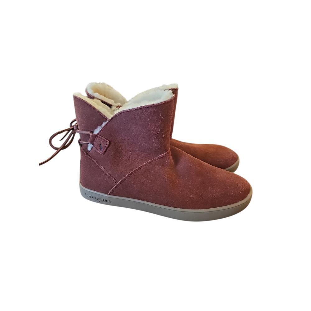 Koolaburra Shazi Mini pink mauve Boots Suede Sheepskin bootie suede sz 7 new